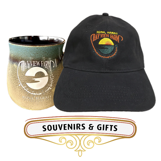 picture of hat and mug. text souvenits and gifts